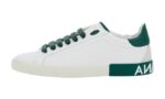 Bianco E Verde Basse Sneakers Con Lettere Logo