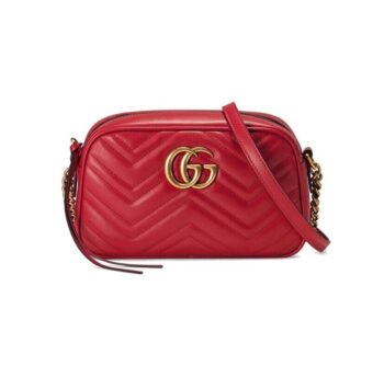 BORSA A SPALLA DONNA GG MARMONT MATELASSÉ PICCOLA ROSSO