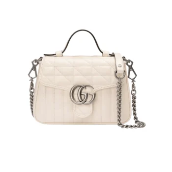 BORSA A MANO MINI DONNA GG MARMONT MATELASSÉ BIANCO