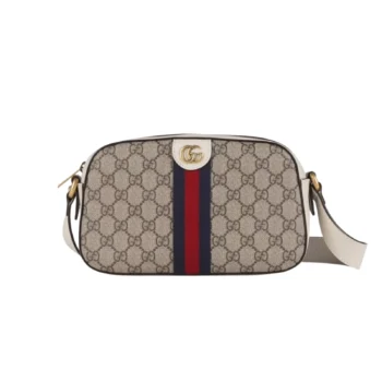 BORSA A TRACOLLA OPHIDIA GG SUPREME PICCOLA BEIGE ED EBANO