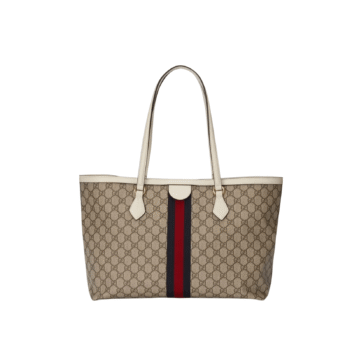 BORSA SHOPPING DONNA OPHIDIA GG SUPREME MEDIA BEIGE ED EBANO