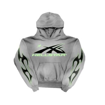 Hoodie Hellstar Logo Flame Grey/Green