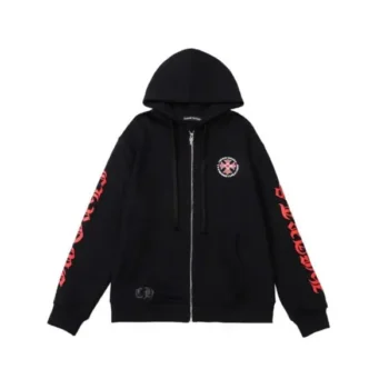 Hoodie Chrome Hearts Black Red Embroidered CH081