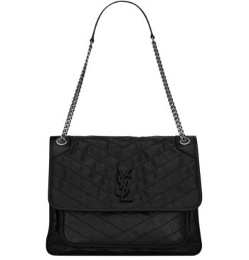 BORSA NIKI GRANDE NERA LOGO NERO