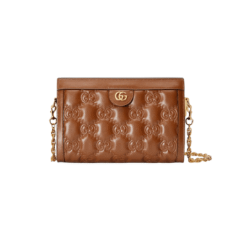 BORSA GG MATELASSÉ MISURA PICCOLA IN PELLE MARRONE CHIARO