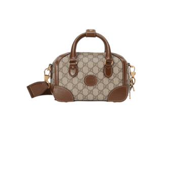 BORSA DA VIAGGIO PICCOLA CON G TELA SUPREME BEIGE ED EBANO