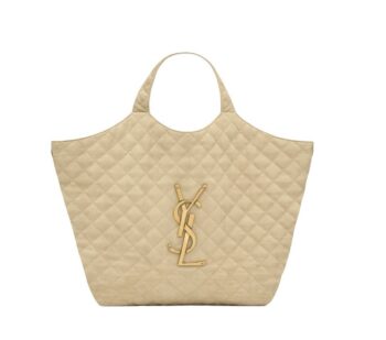 BORSA ICARE GRANDE BEIGE LOGO ORO