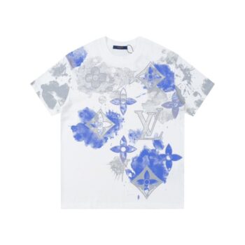 T-shirt LV White Blue Print