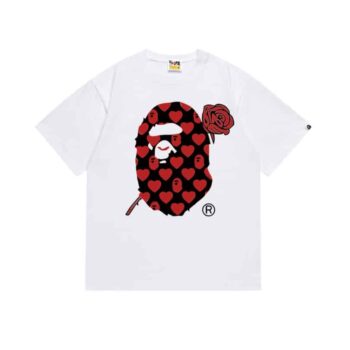 T-shirt BAPE Heart Ape Head Rose White BP054