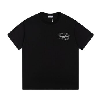 T-shirt Dior Black Distressed Logo Couture