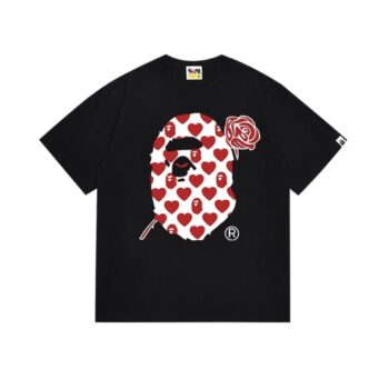 T-shirt BAPE Heart Ape Head Rose Black
